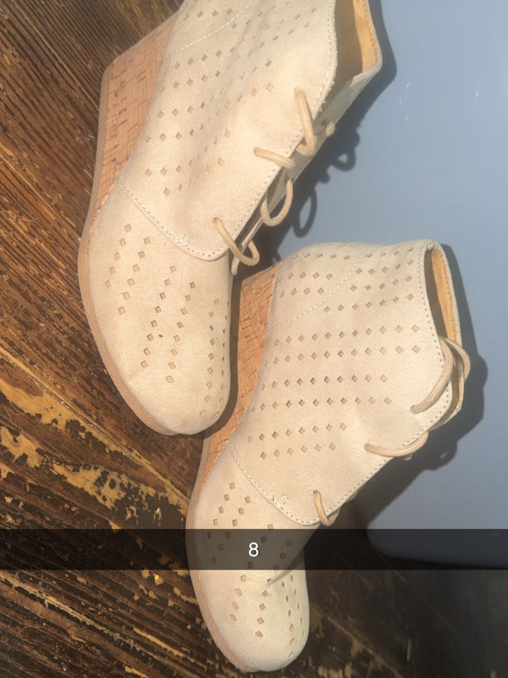 Beige Perforated Suede Women's Ankle Booties